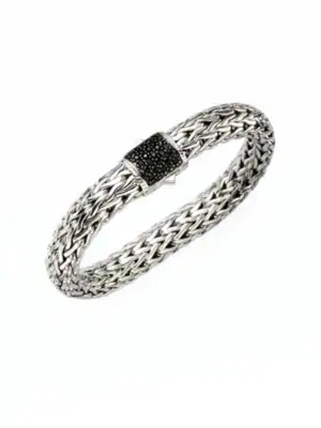 JOHN HARDY Classic Chain Sterling Silver Lava Large Bracelet With Black Sapphire In Silver Black Product Image