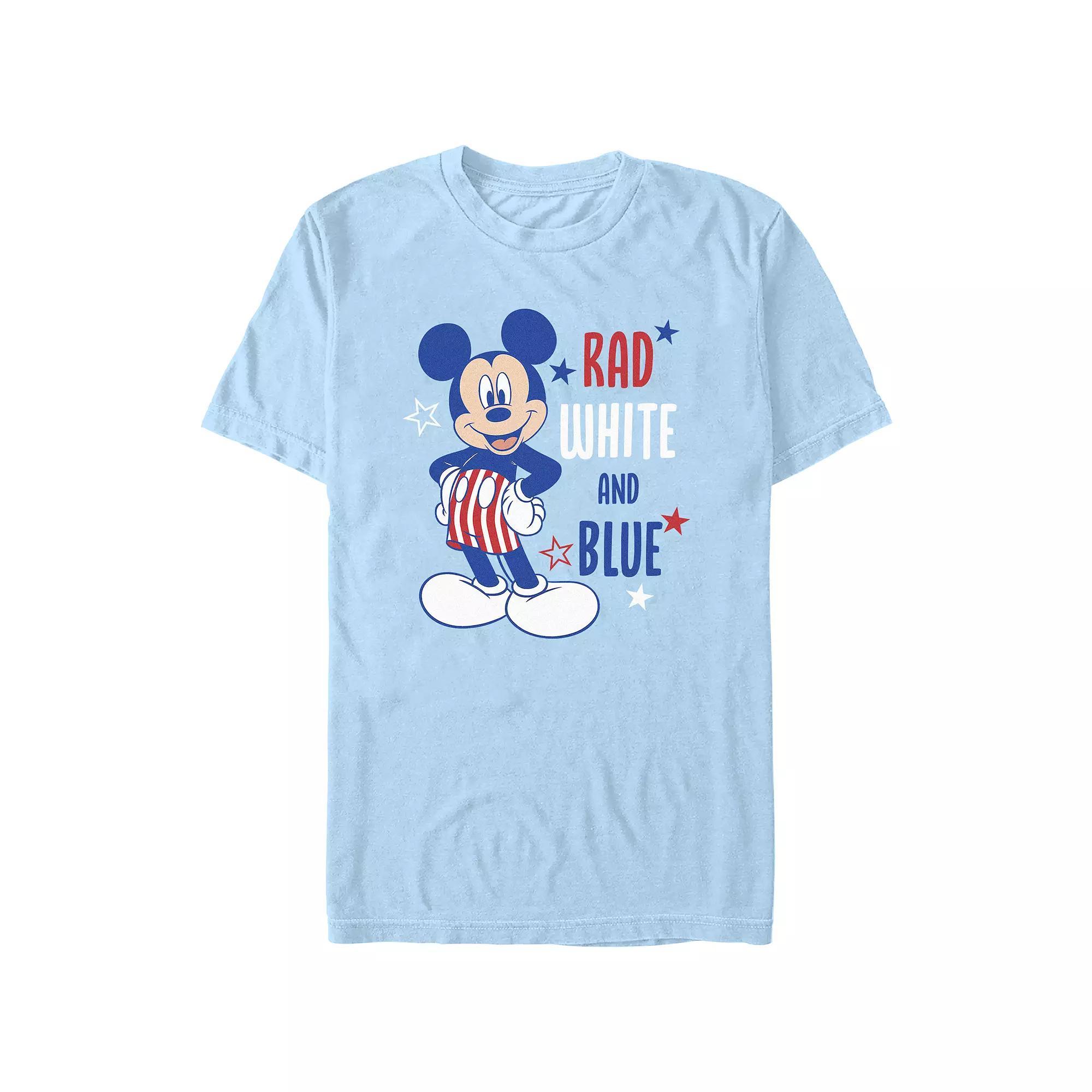 Disney's Mickey Mouse Men's Rad White And Blue Graphic Tee,  Product Image