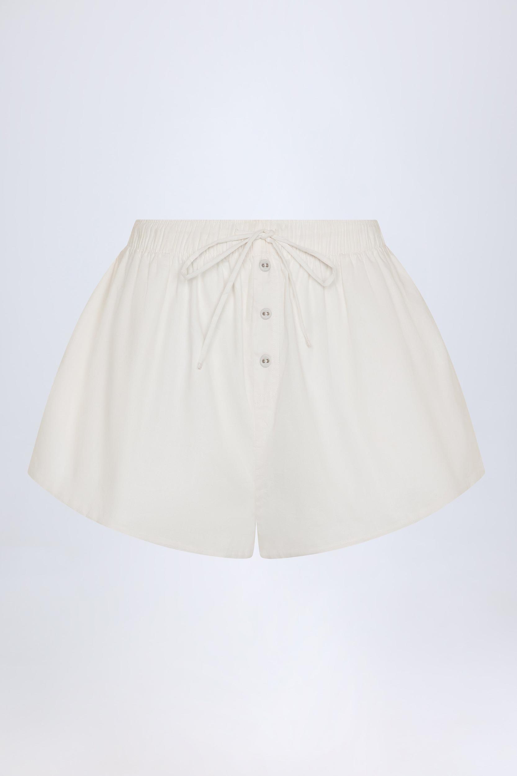 Tie-Front Cotton-Poplin Shorts in White Product Image