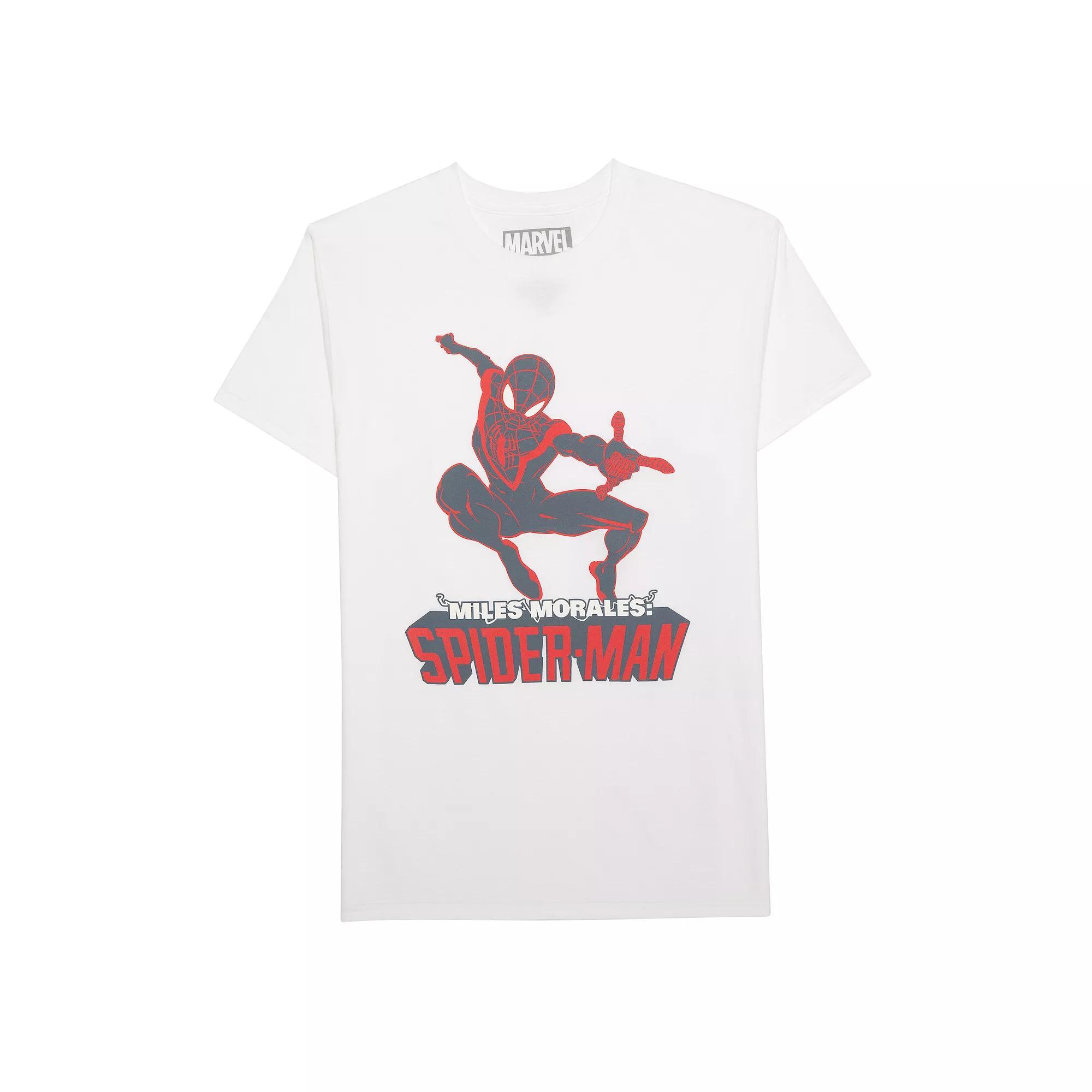 Men's Marvel Spider-Man Miles Morales Action Graphic Tee, Size: Large, White Product Image