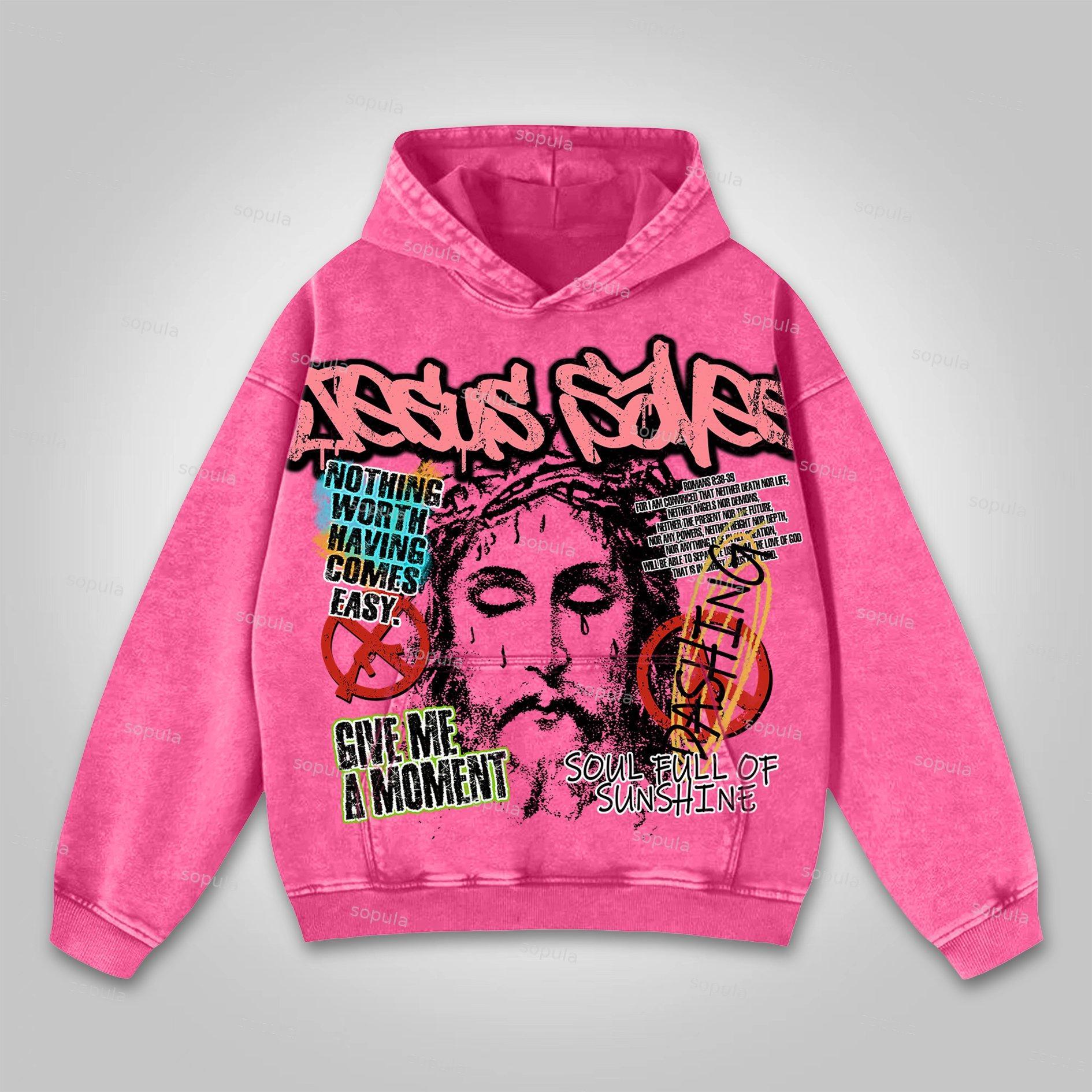 Sopula Casual The Brain Explodes Graphic Washed Hoodie Product Image