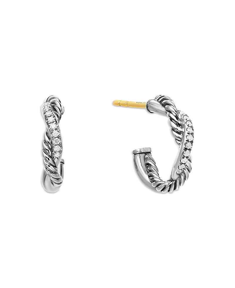 David Yurman Sterling Silver Petite Infinity Huggie Hoop Earring with Diamonds Product Image