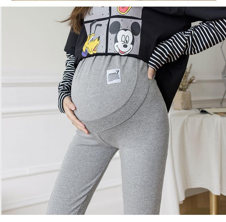 Maternity High Rise Plain Fleece-Lined Leggings / Set Product Image