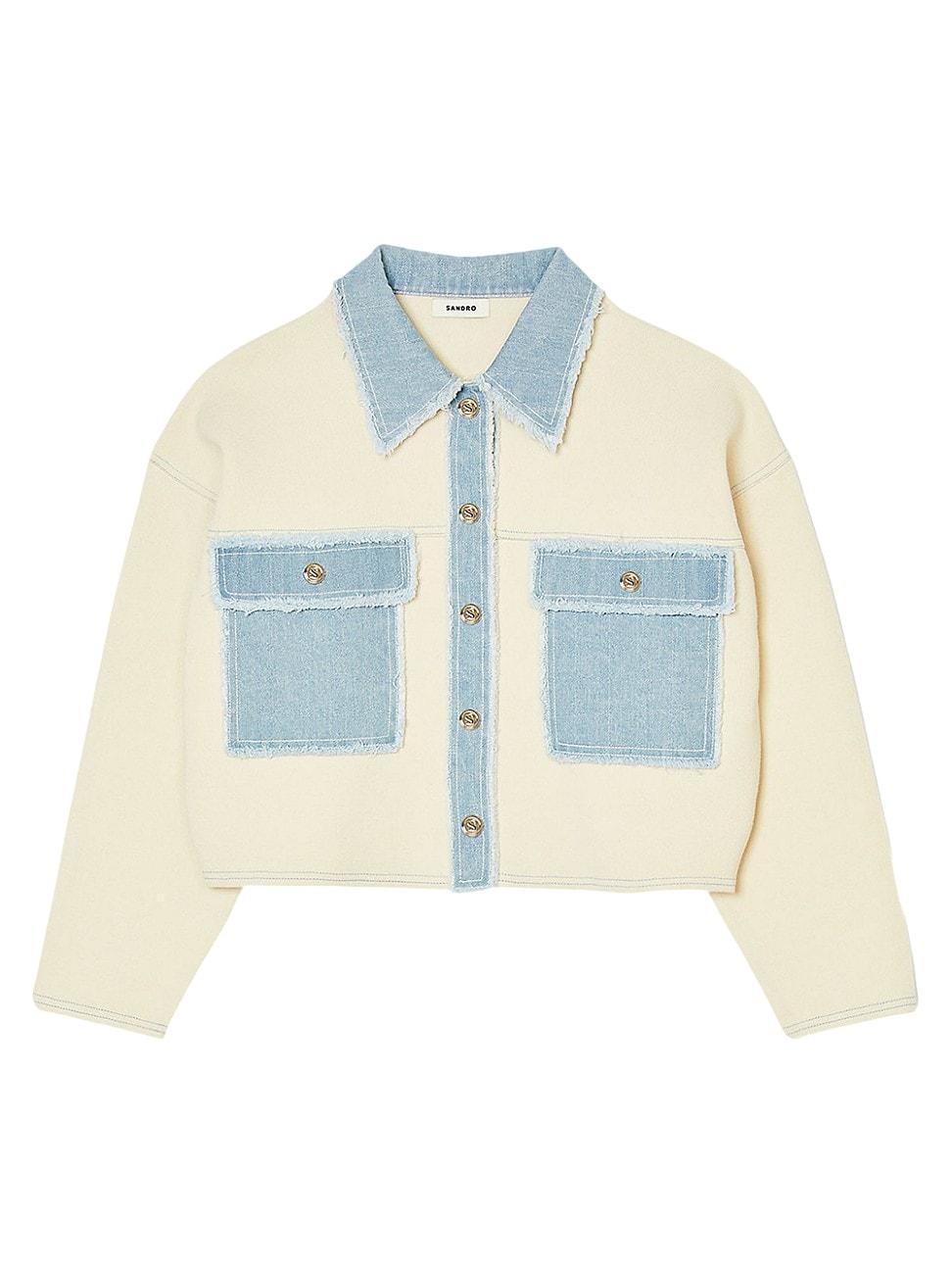 Womens Oversized Dual-Material Coatigan Product Image