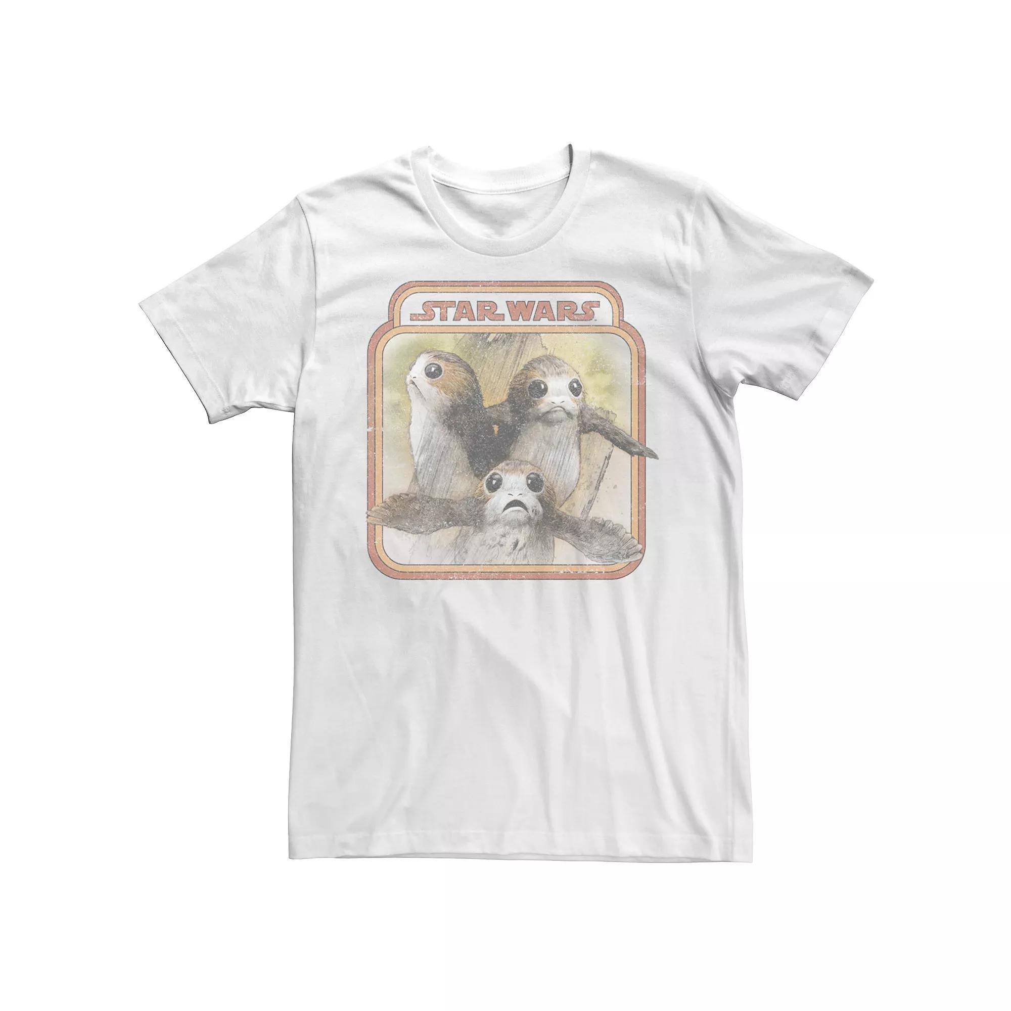 Men's Star Wars Last Jedi Porg Triplets Retro Box Tee, Size: Medium, Natural Product Image