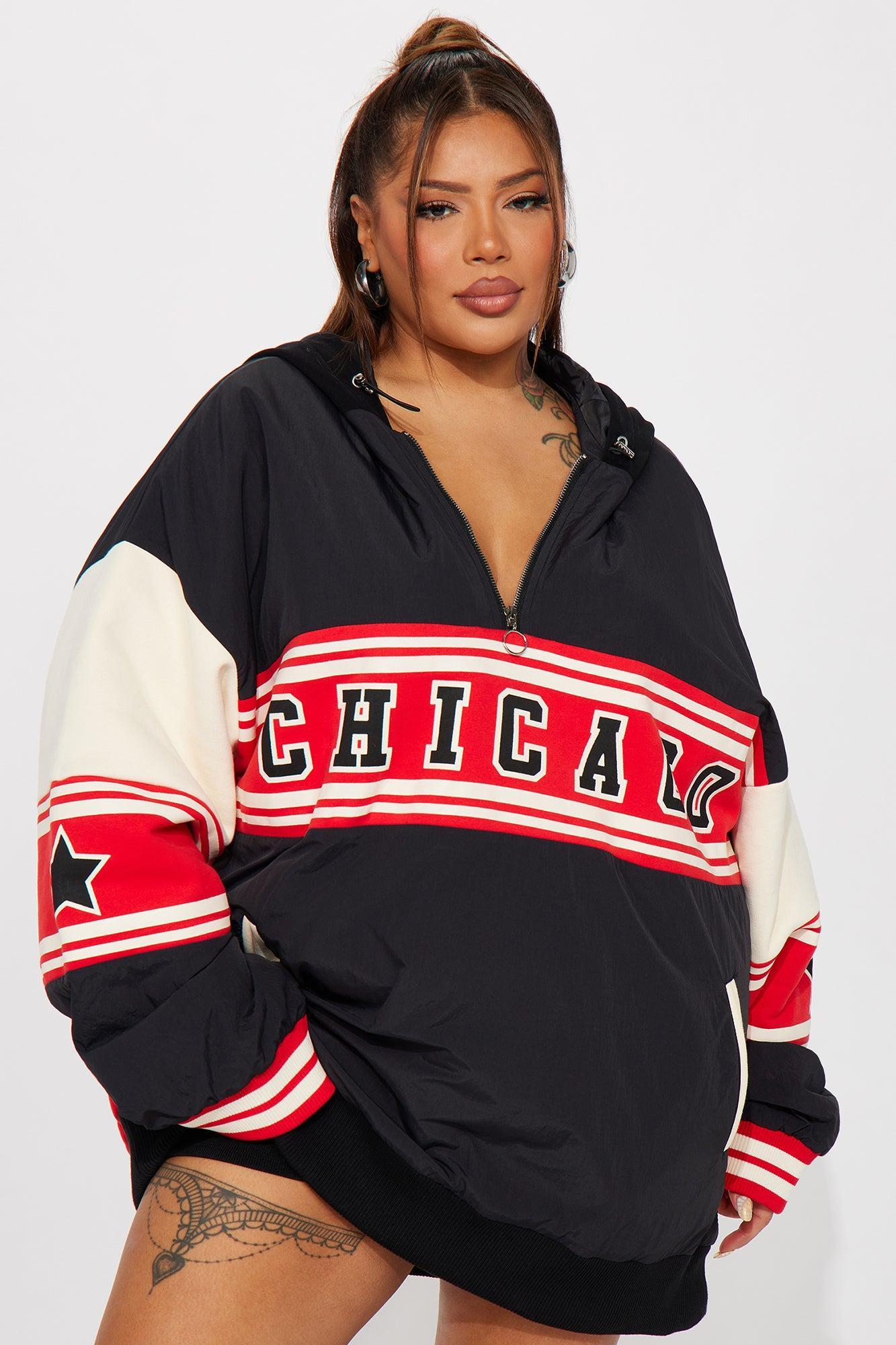Chi Town Hooded Bomber Jacket - Red/combo Product Image