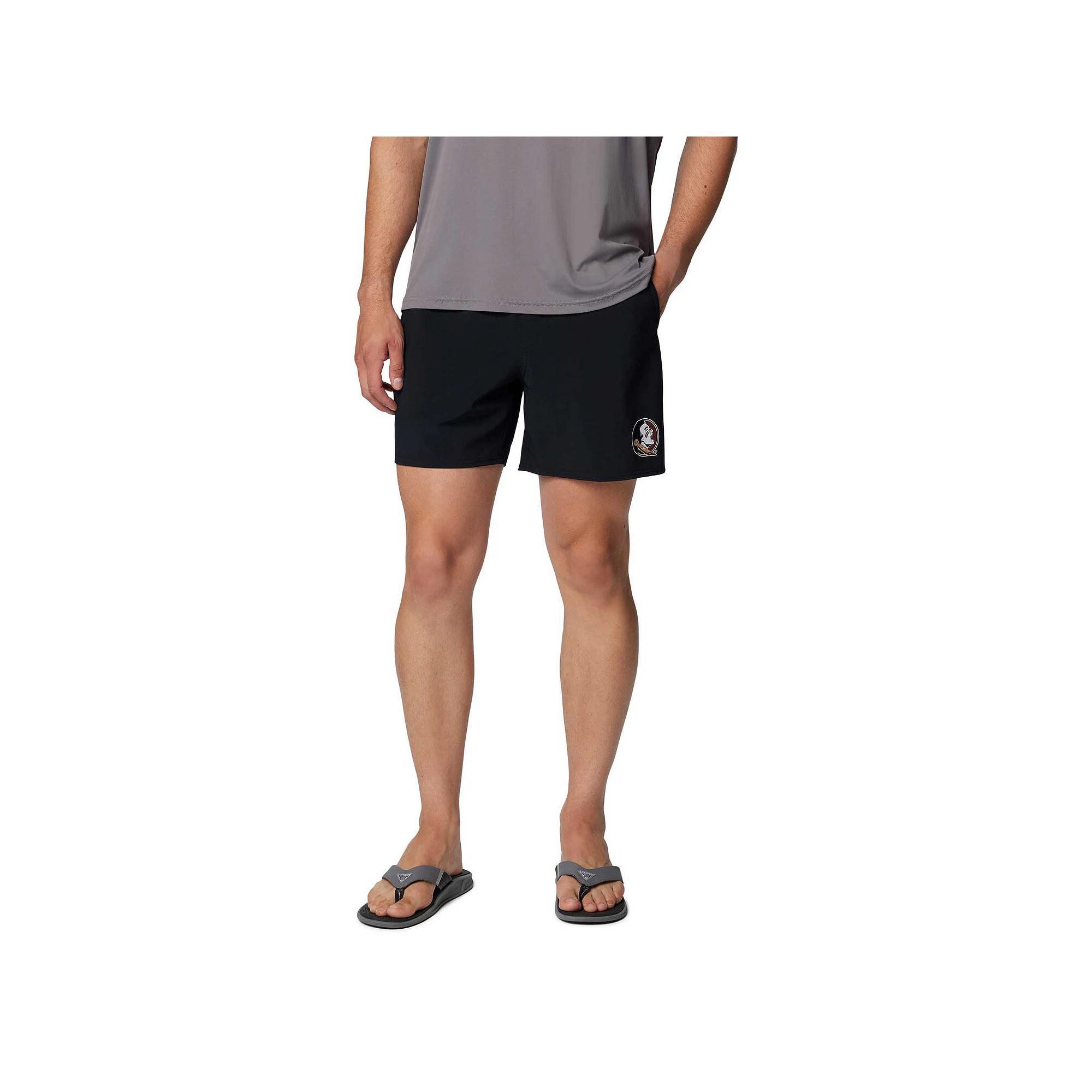 Men's Columbia Black Florida State Seminoles PFG Terminal Roamer™ Omni-Shade™ Stretch Shorts, Size: Large Product Image