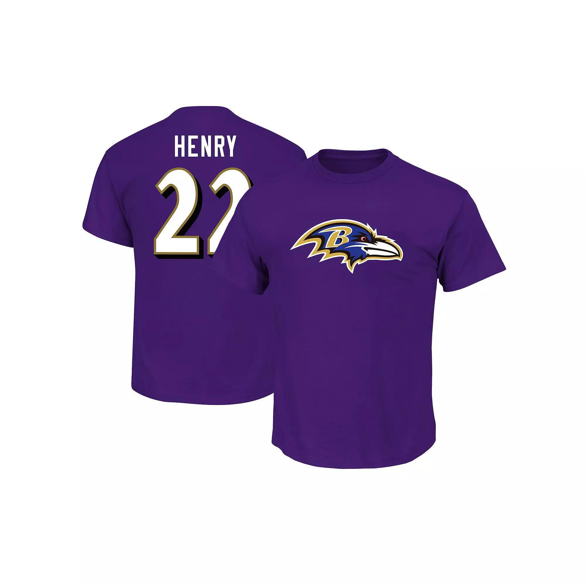 Men's Fanatics Derrick Henry Purple Baltimore Ravens Big & Tall Name & Number T-Shirt,  Product Image