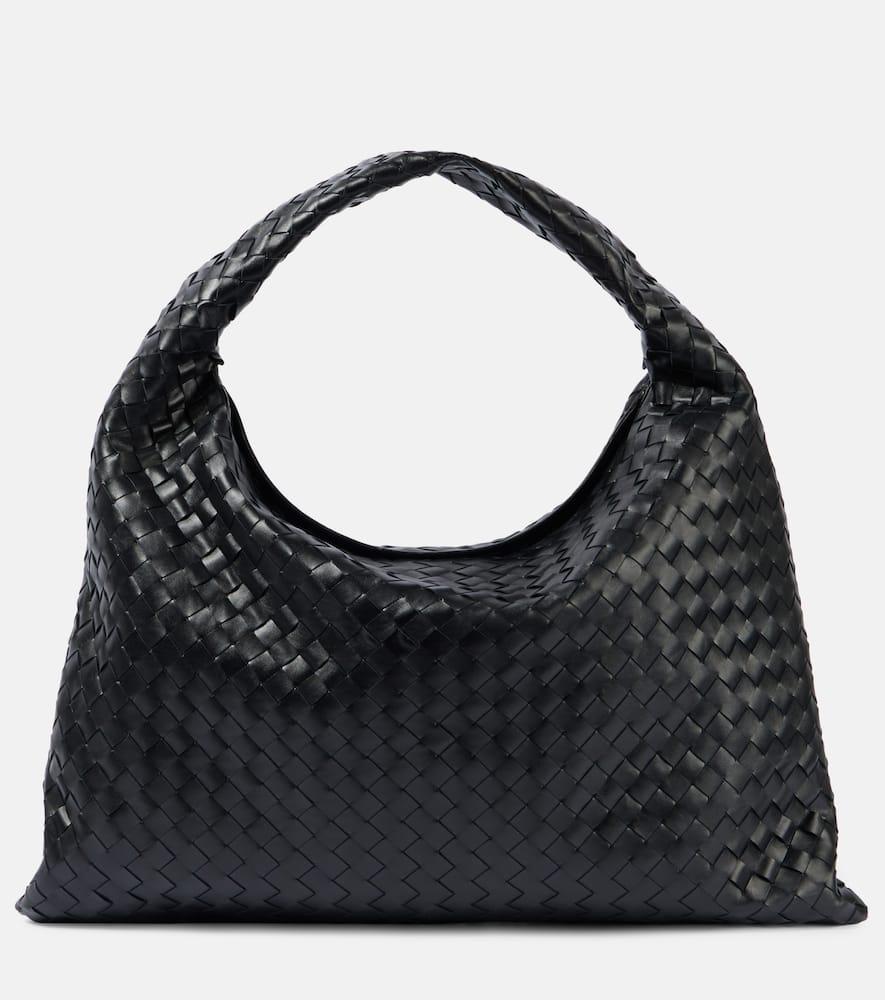 BOTTEGA VENETA Hop Large Leather Tote Bag In Black Product Image