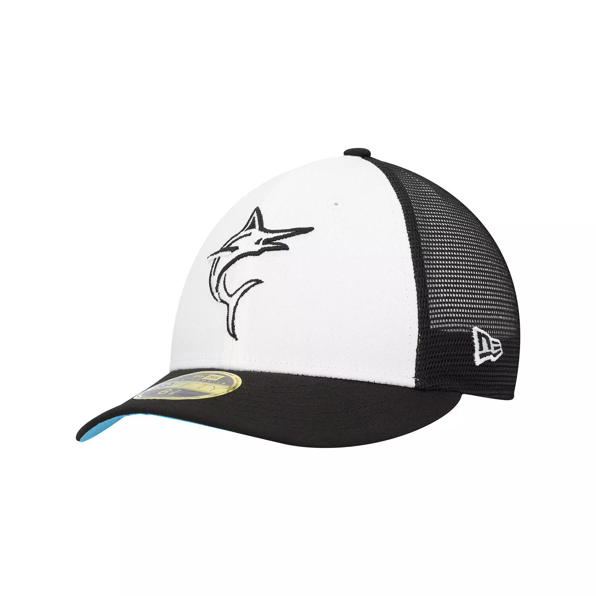 Men's New Era  Black/White Miami Marlins 2023 On-Field Batting Practice Low Profile 59FIFTY Fitted Hat, Size: 7 1/8 Product Image