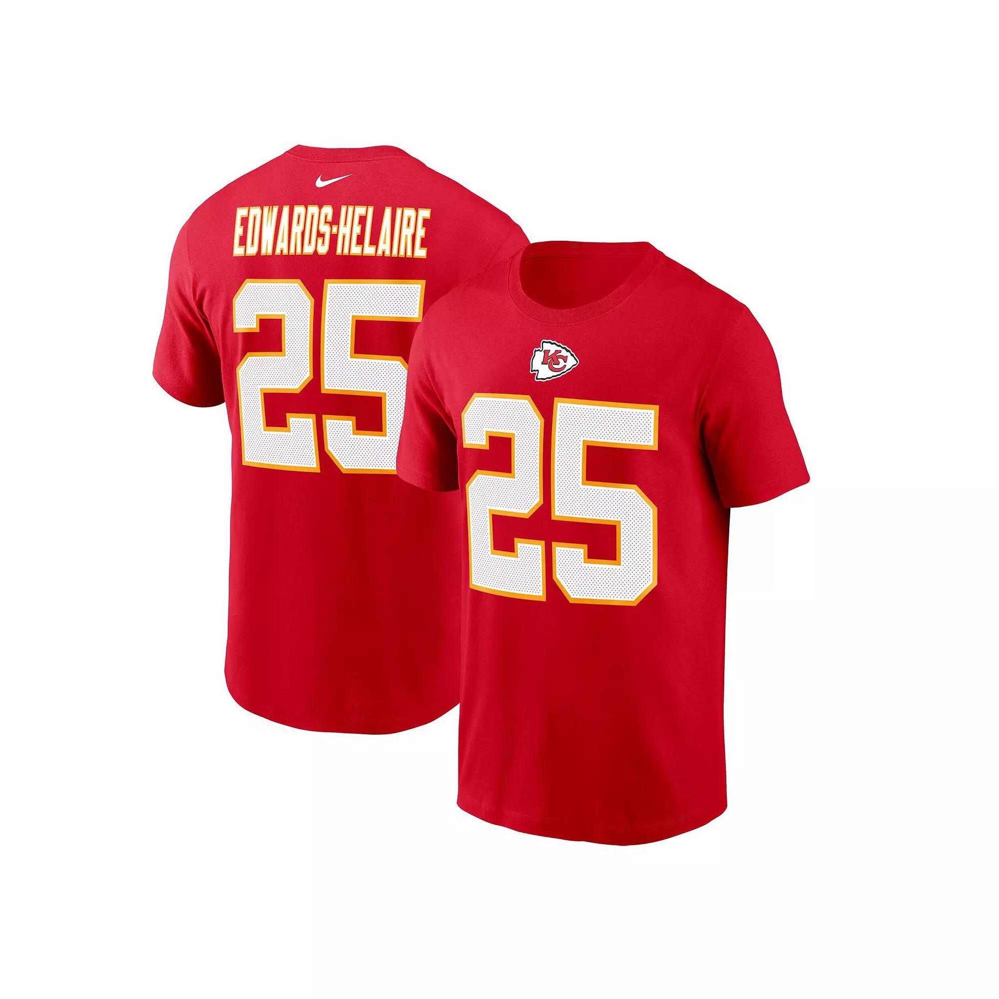 Men's Nike Clyde Edwards-Helaire Red Kansas City Chiefs Player Name & Number T-Shirt, Size: Medium Product Image