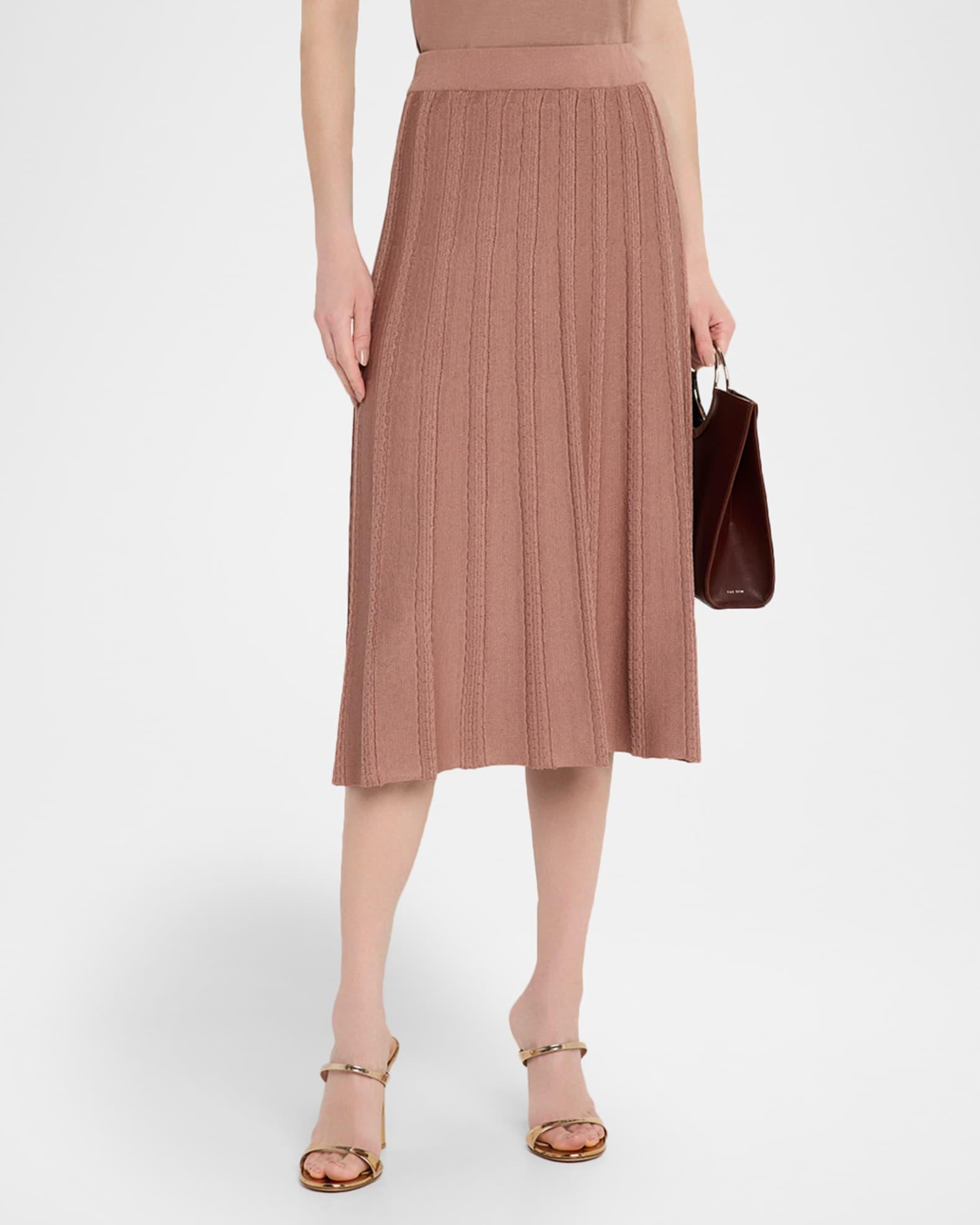 A-Line Textured Knit Midi Skirt Product Image