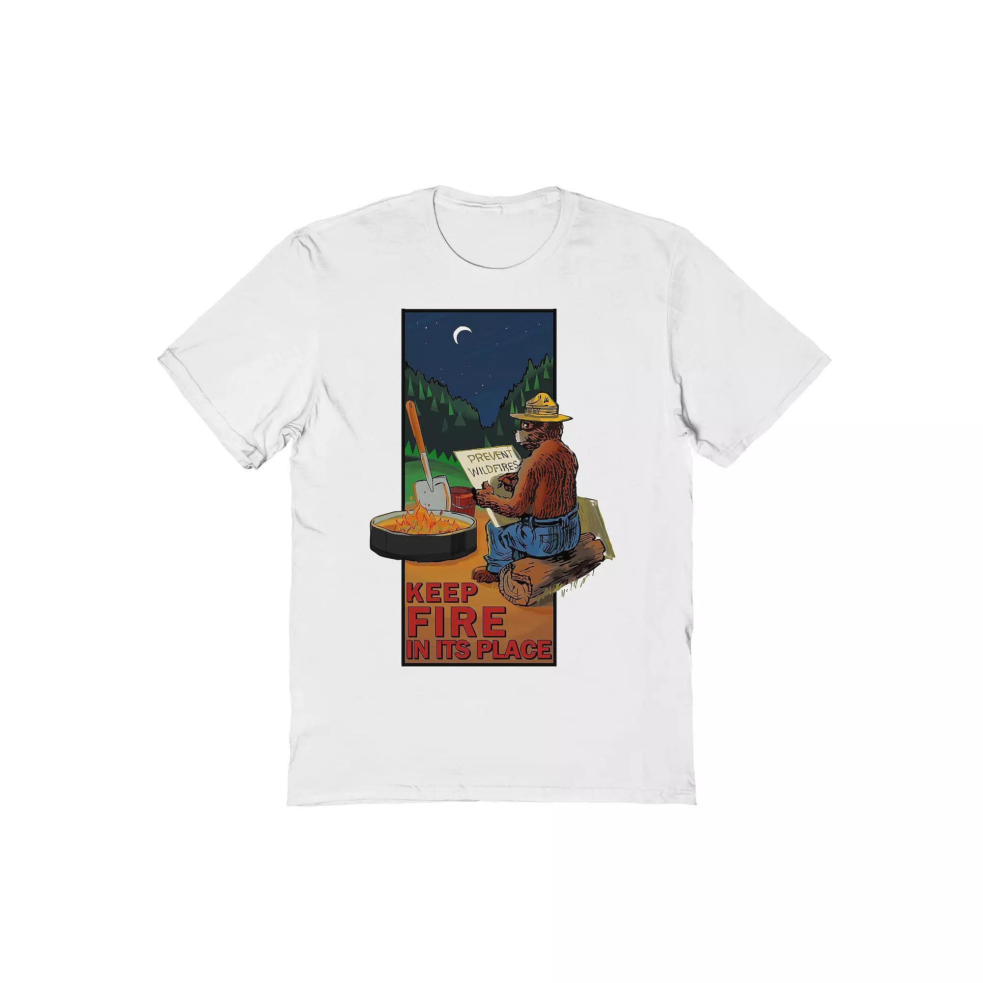 Men's Smokey Bear Keep Fire In Its Place Graphic Tee, Size: Medium, White Product Image