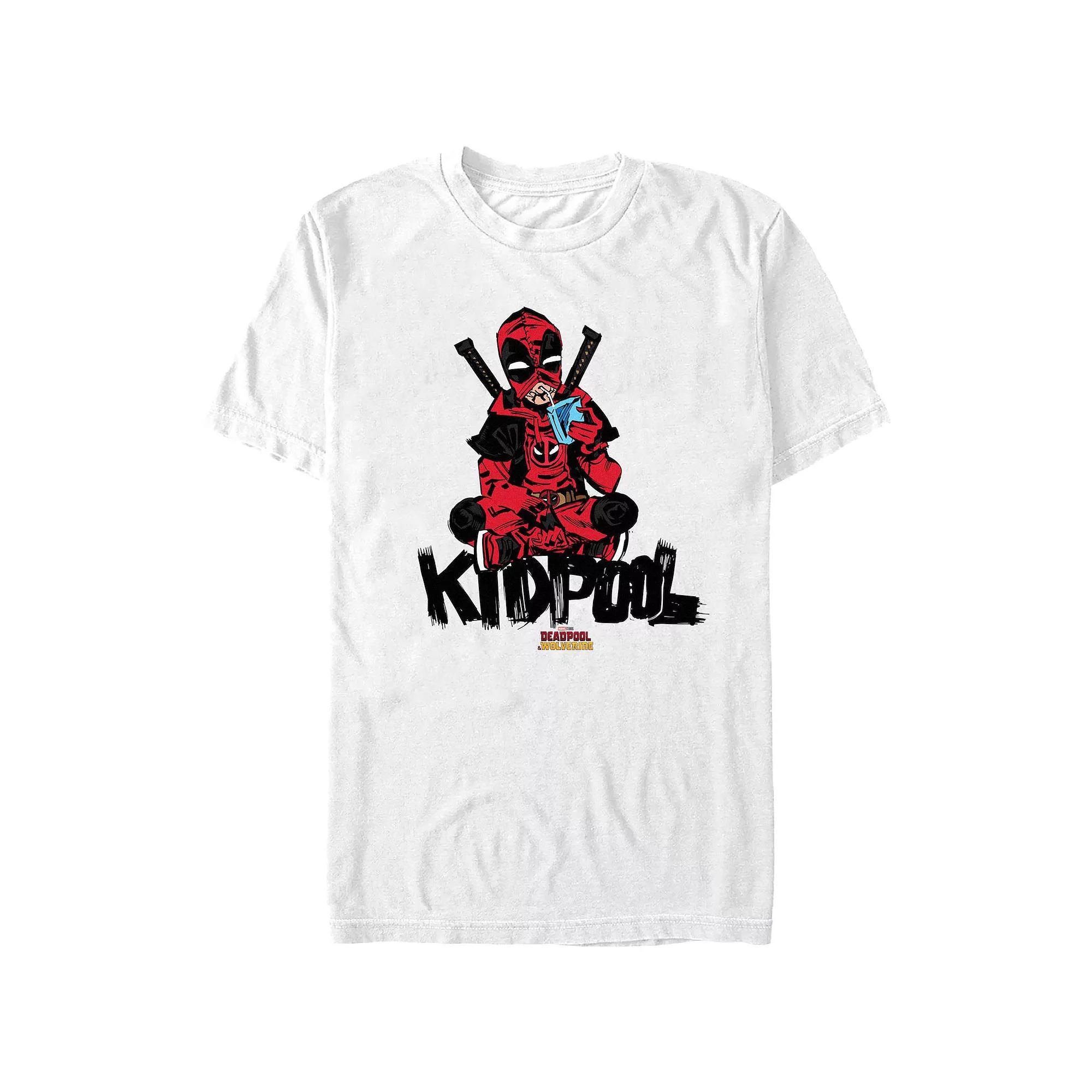 Men's Marvel Deadpool And Wolverine Kidpool Drinking Juice Graphic Tee,  Product Image