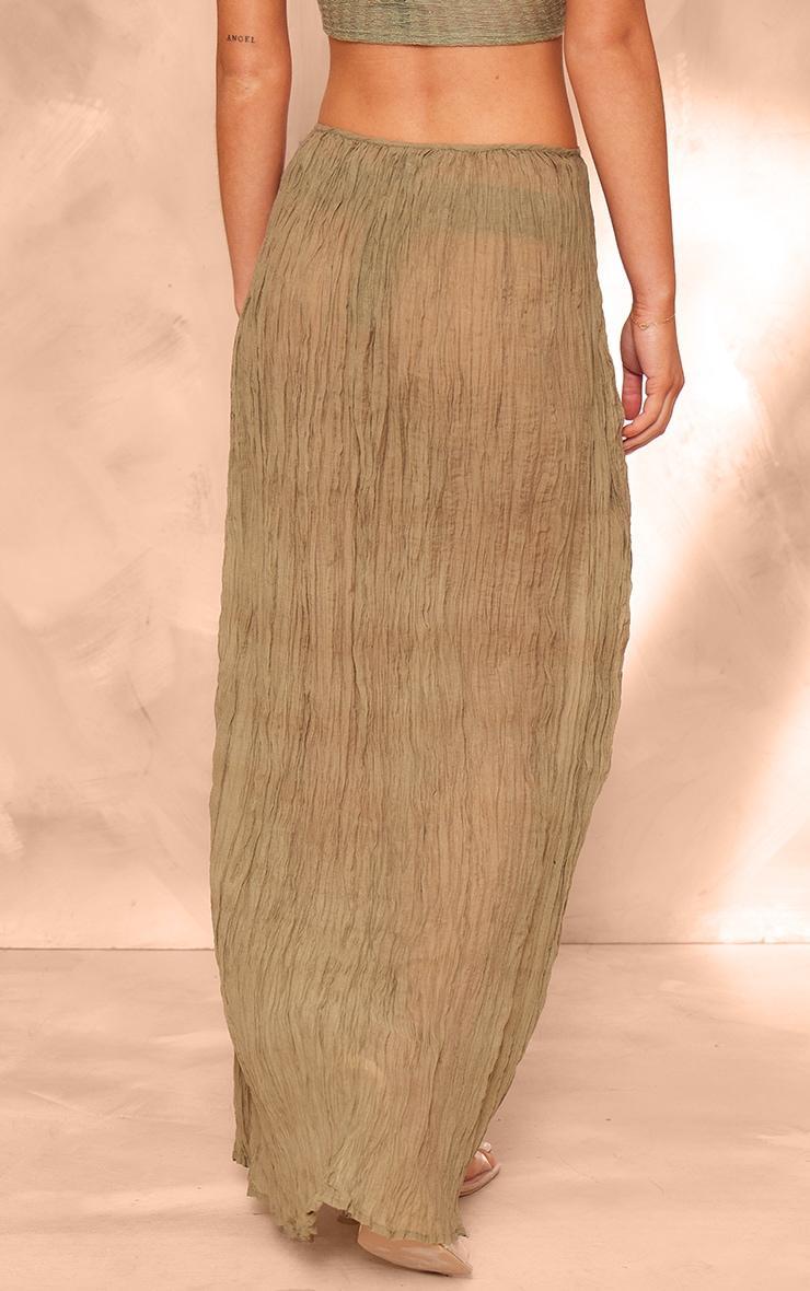 Sage Green Crinkled Sheer Woven Maxi Skirt Product Image