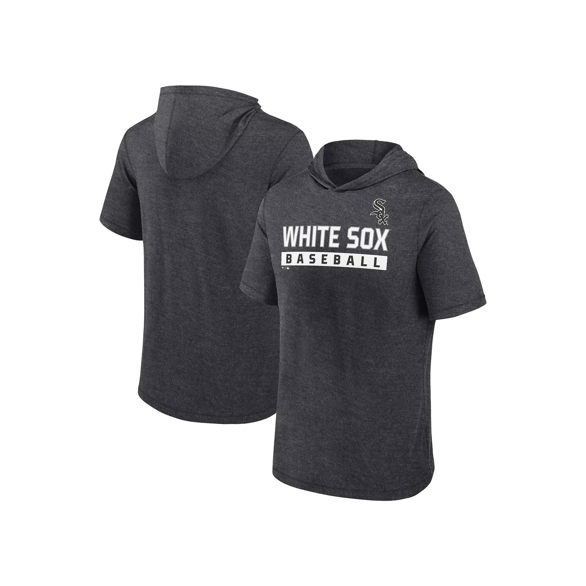 Men's Fanatics Heather Charcoal Chicago White Sox Push Short Sleeve Pullover Hoodie, Size: XL Product Image