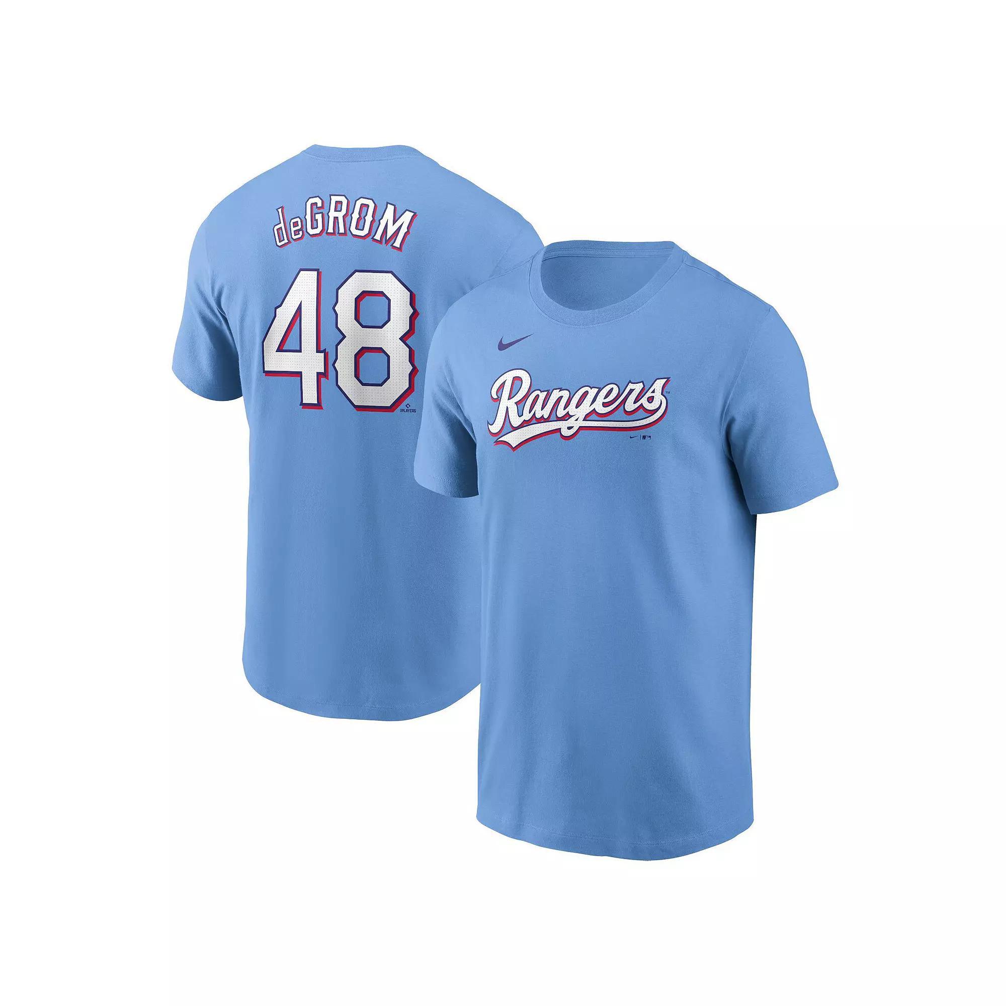 Men's Nike Jacob deGrom Light Blue Texas Rangers Fuse Name & Number T-Shirt, Size: Medium Product Image