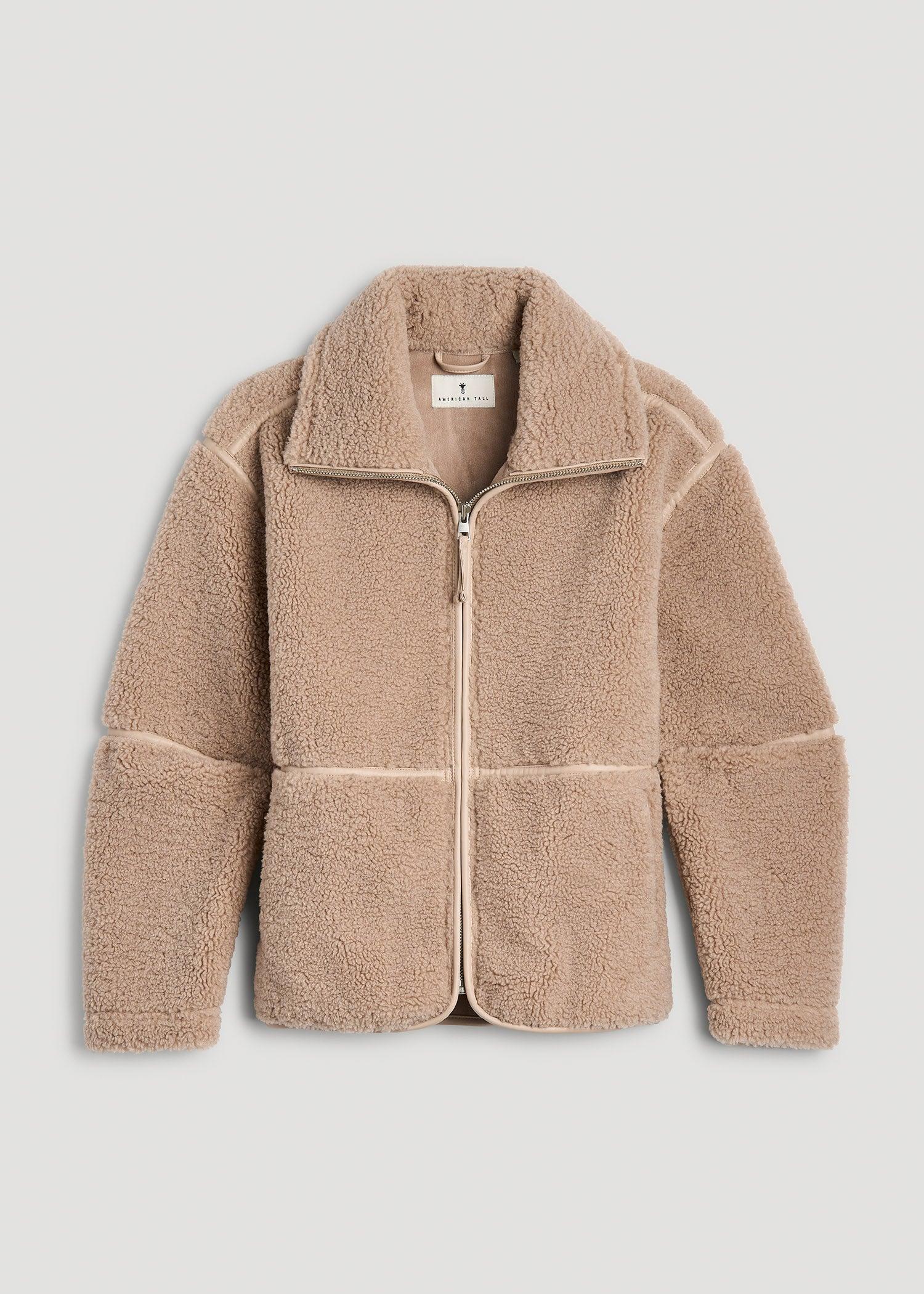 Relaxed Shearling Jacket for Tall Women in Warm Taupe Product Image