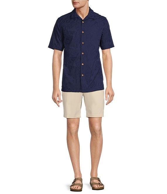 Caribbean Eyelet Embroidery Short Sleeve Woven Camp Shirt Product Image