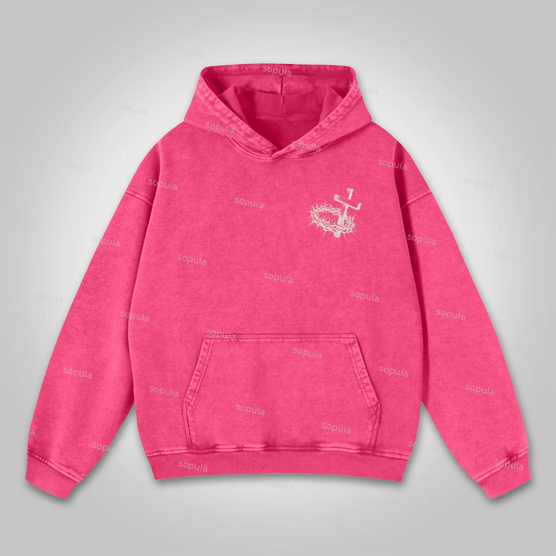 Sopula Jesus Paid It All Salvation Washed Distressed Pocket Hoodie Product Image