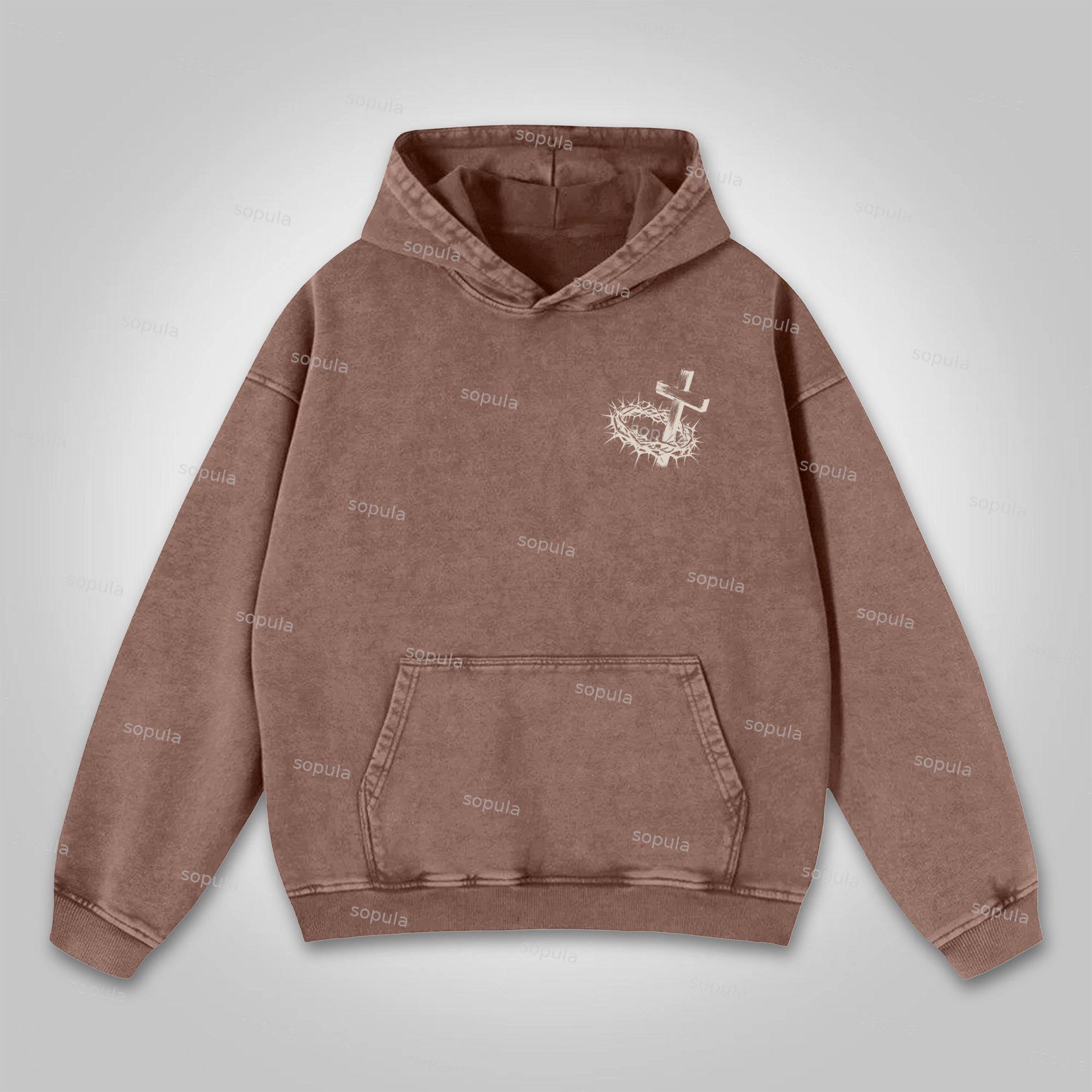 Sopula Jesus Paid It All Salvation Washed Distressed Pocket Hoodie Product Image