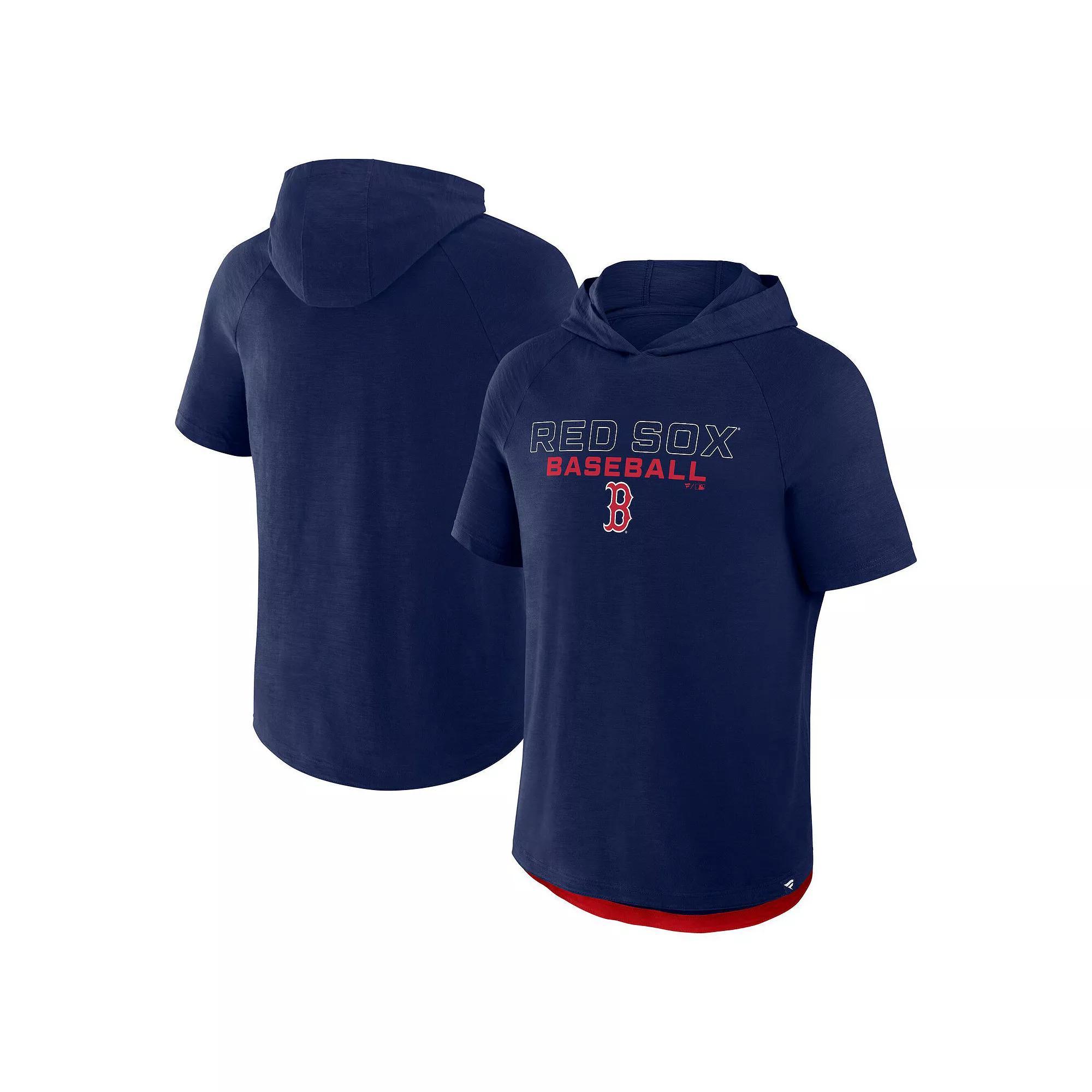 Men's Fanatics Navy Boston Red Sox Clubhouse Optimal Play Raglan Short Sleeve Pullover Hoodie,  Product Image