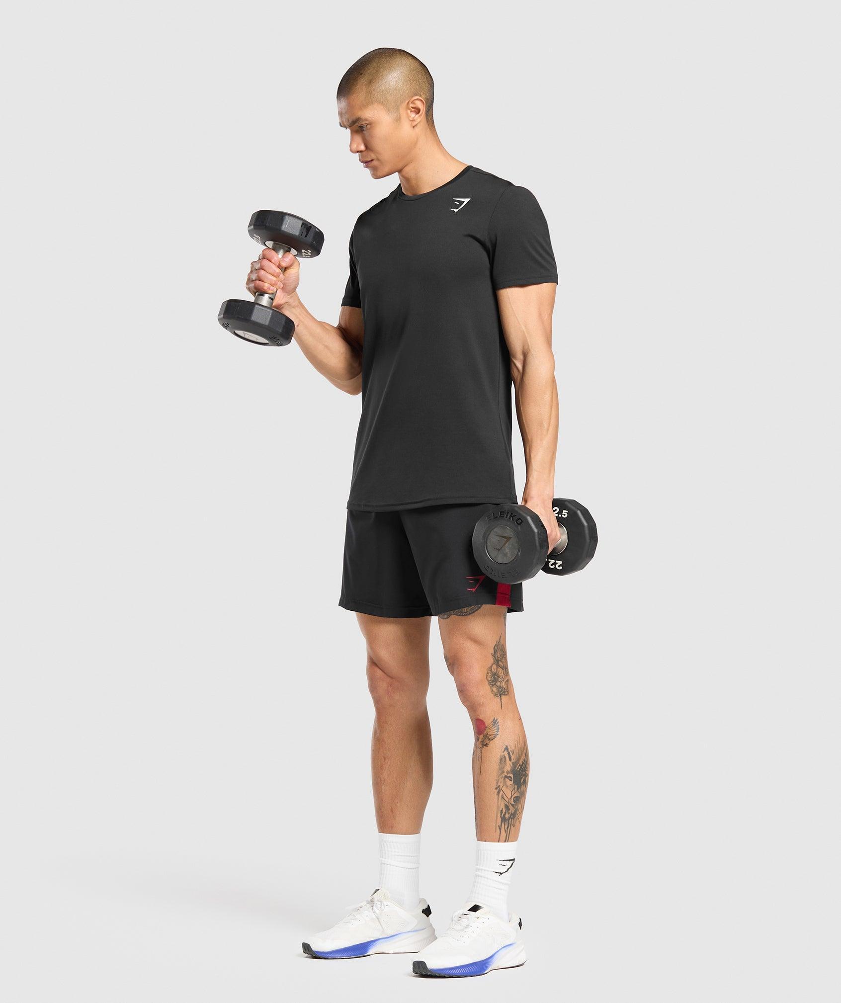 Gymshark Sport  7" Shorts - Black/Conditioning Red Male Product Image