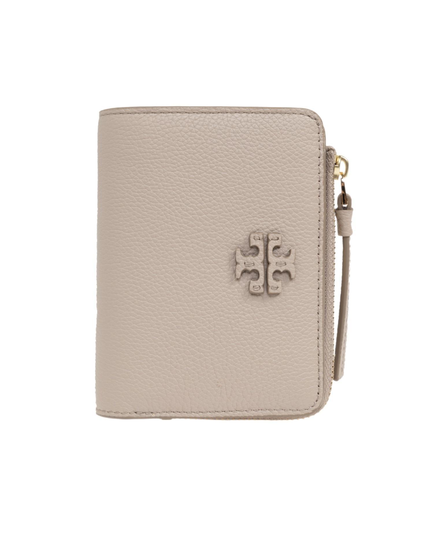 TORY BURCH Logo-patch Leather Wallet In Beige Product Image