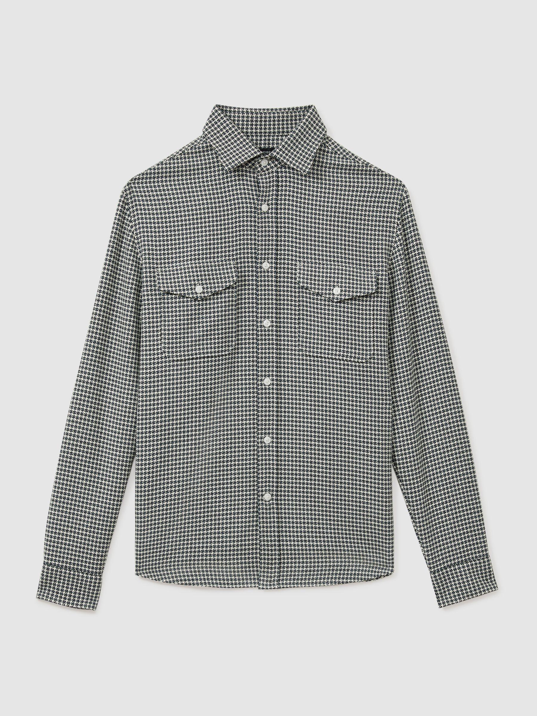 Houndstooth Overshirt in Black Product Image