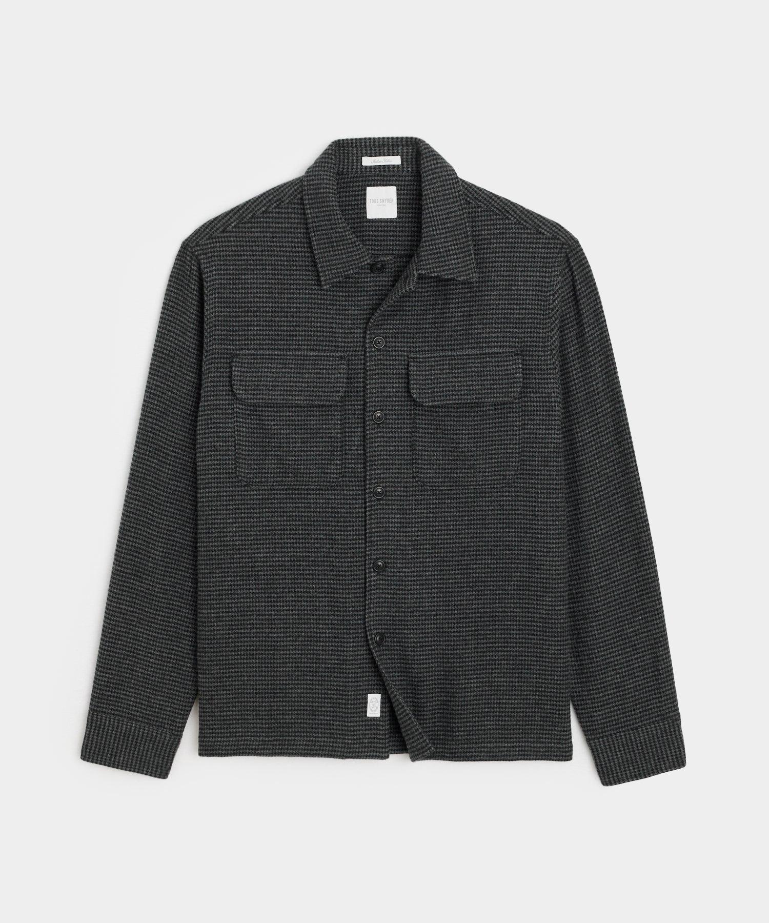 Classic Fit Italian Wool Field Overshirt in Charcoal Houndstooth Product Image