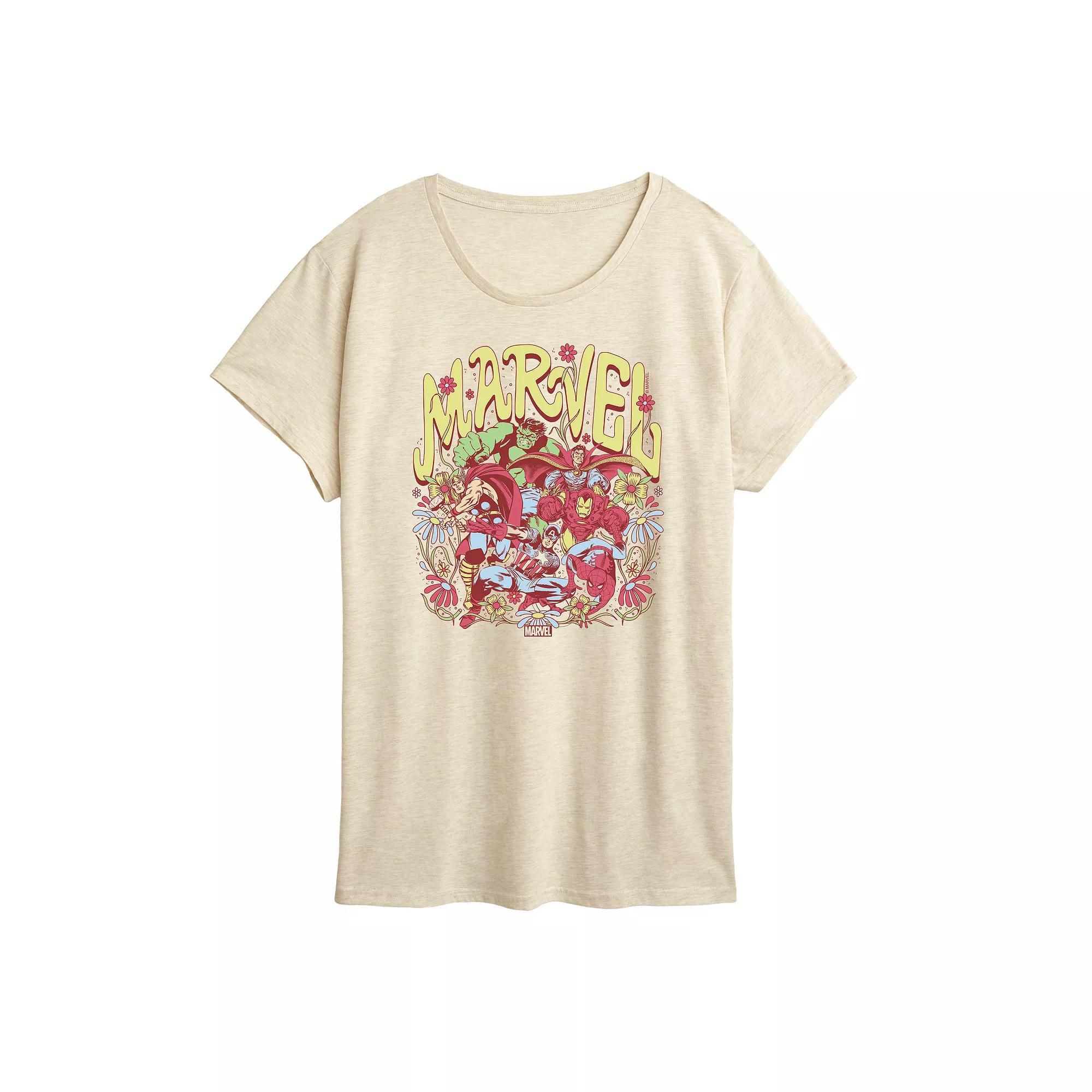 Women's Marvel Vintage Floral Graphic Tee,  Product Image
