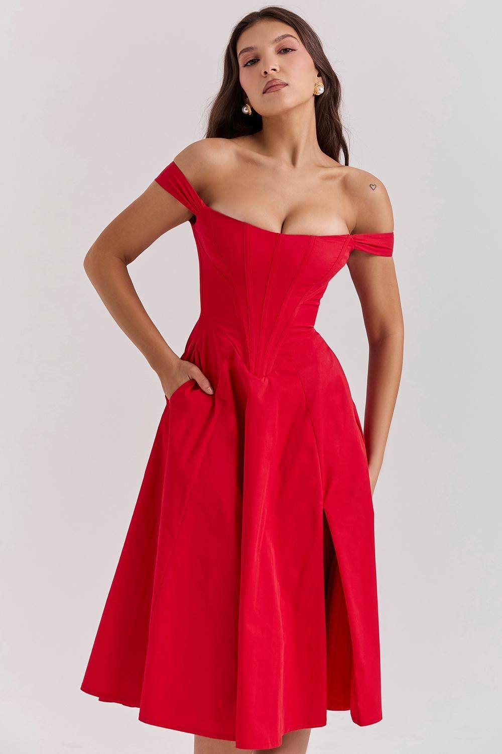 Saira  scarlet midi sundress Product Image