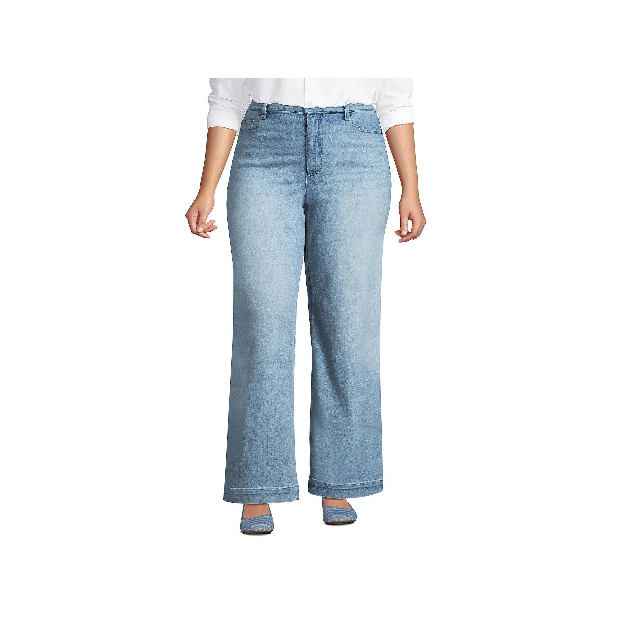 Plus Size Lands' End High-Rise Wide Leg Jeans, Women's, Size: 20WX32, Beau Blue Product Image