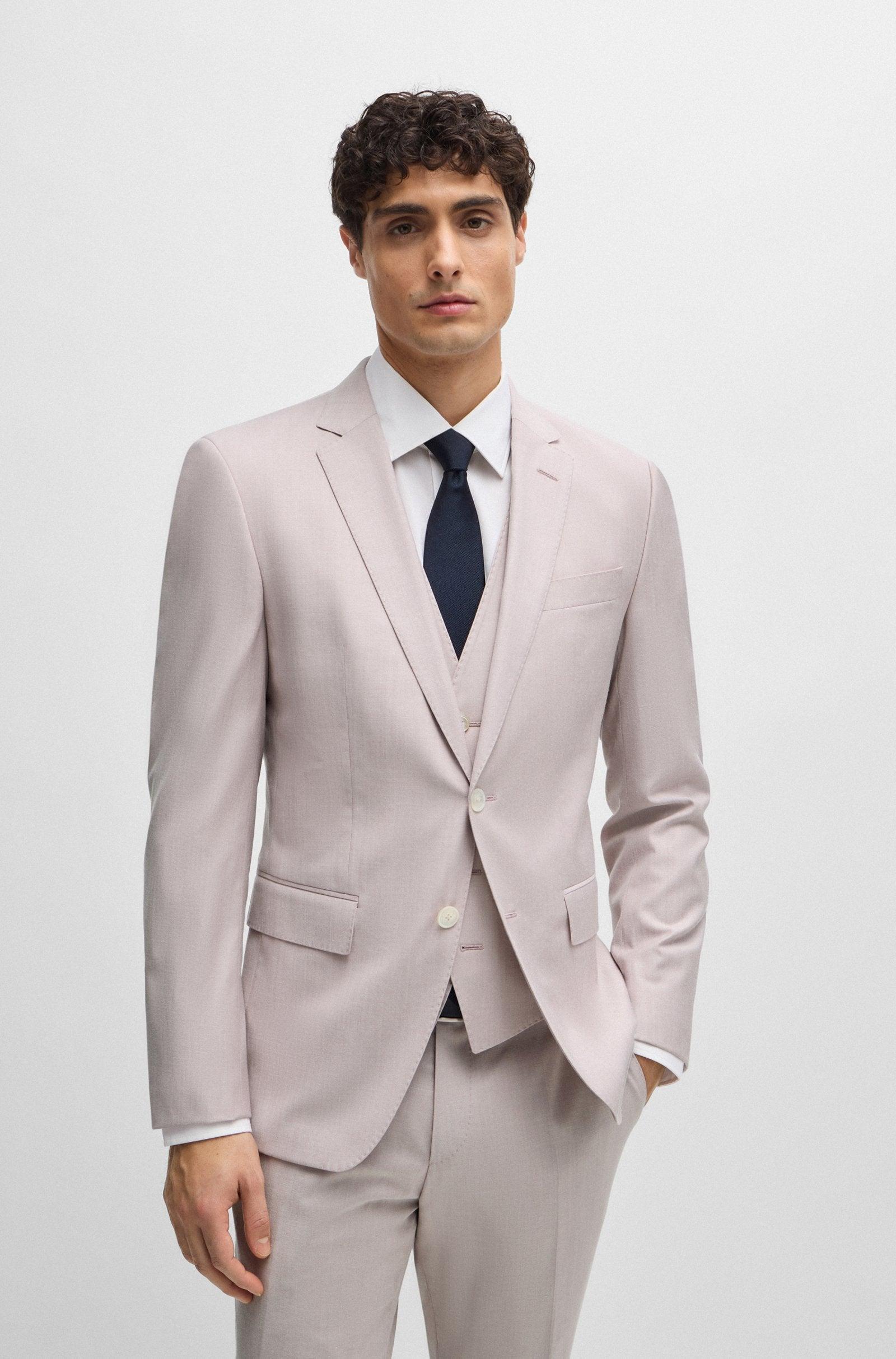 Boss SLIM-FIT Light Pink Suit In a Melange Wool Blend Product Image