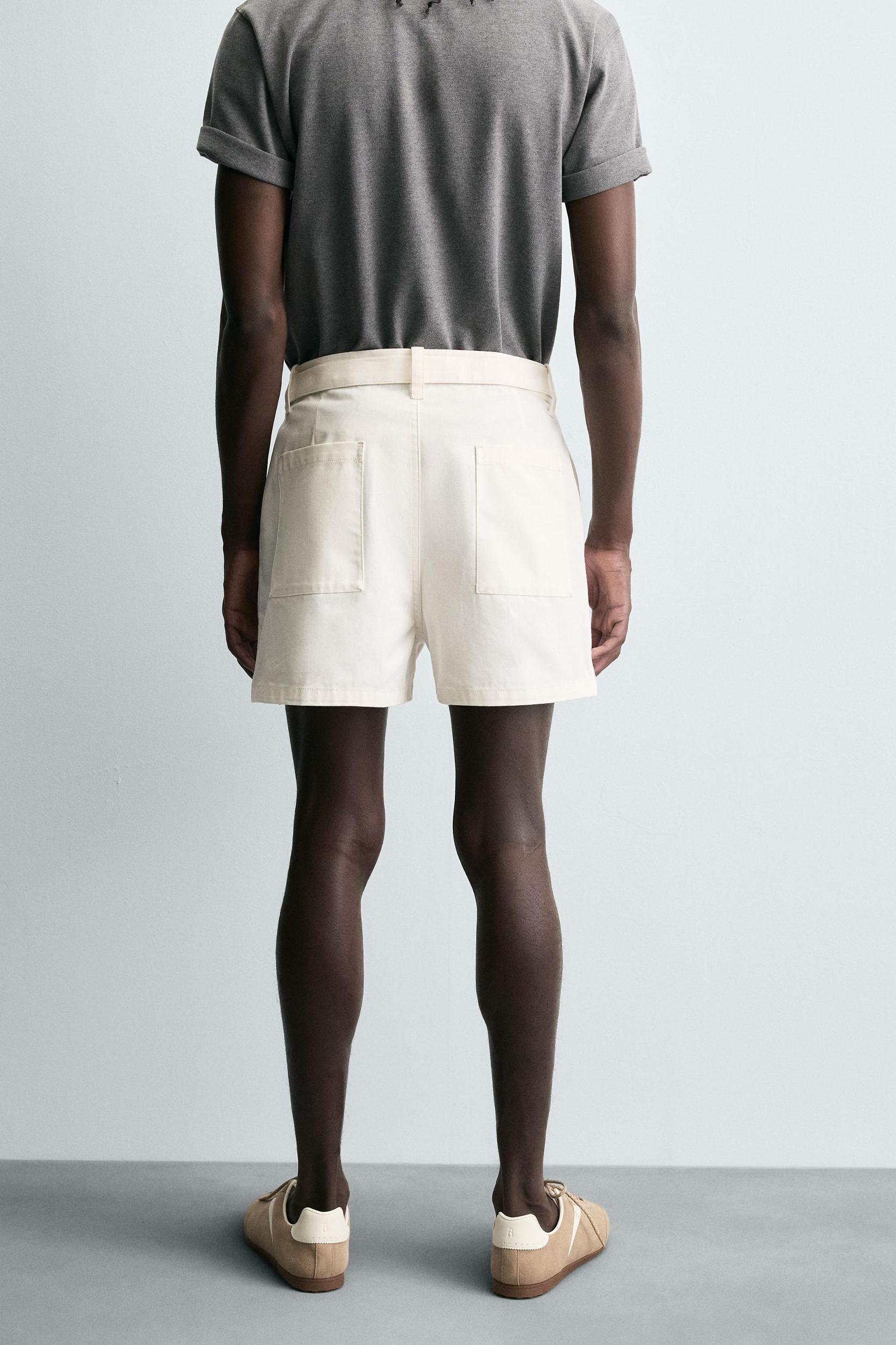BELTED TEXTURED SHORTS Product Image