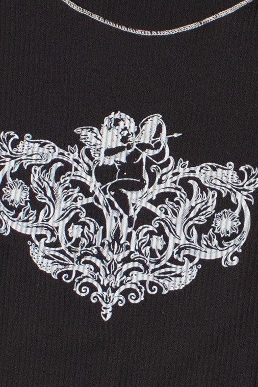 Floral Cupid Ribbed Graphic Tee Product Image