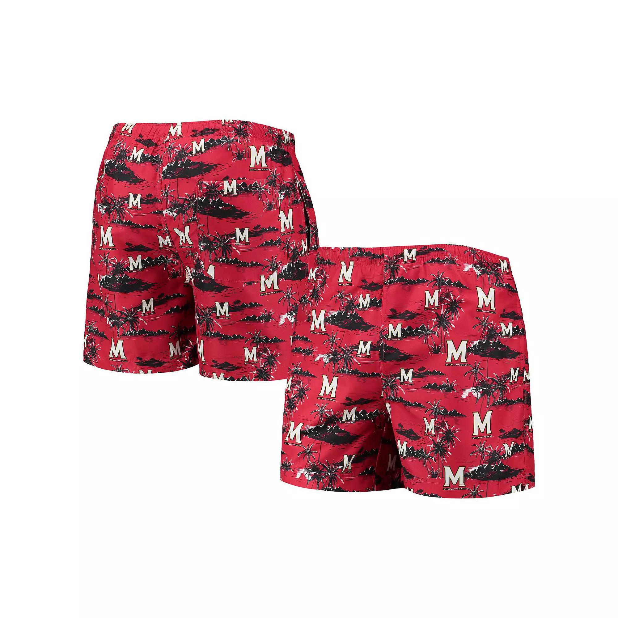 Men's FOCO Red Maryland Terrapins Island Palm Swim Trunks, Size: XL Product Image