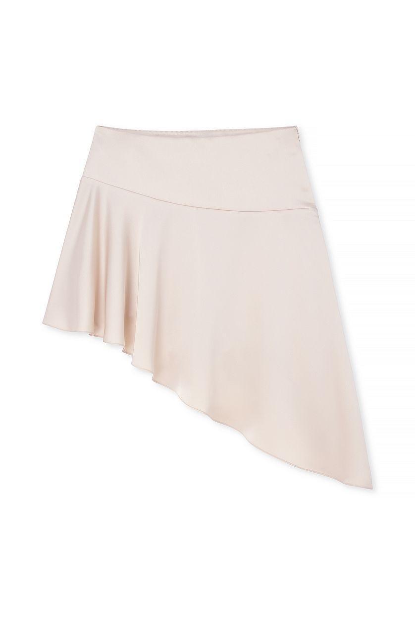 Asymmetric Satin Midi Skirt Product Image