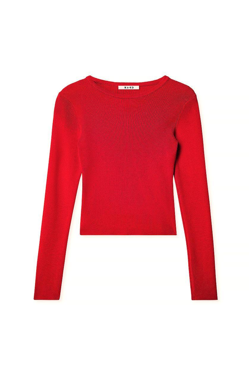 Ribbed Knitted Round Neck Top Product Image