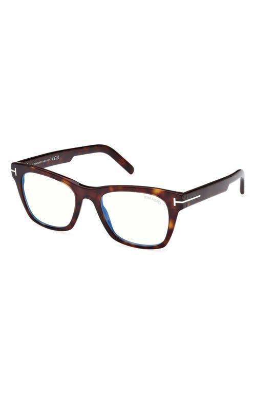 TOM FORD 52mm Square Blue Light Blocking Optical Glasses In Black Product Image