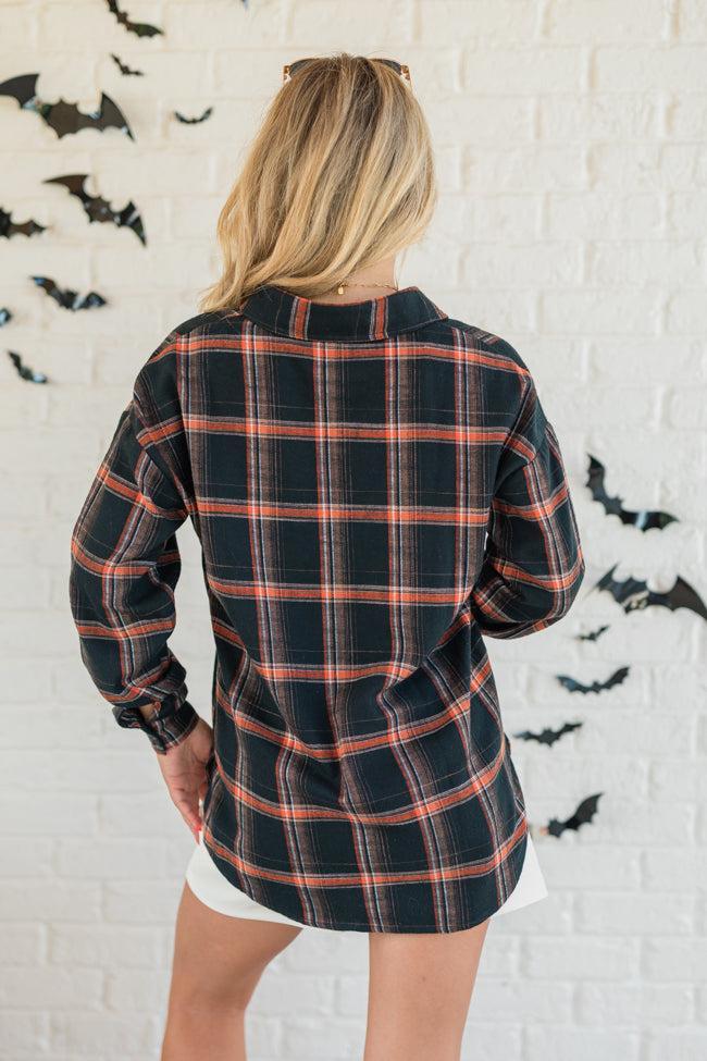 Made Me Realize Black and Orange Plaid Button Front Shirt FINAL SALE Product Image