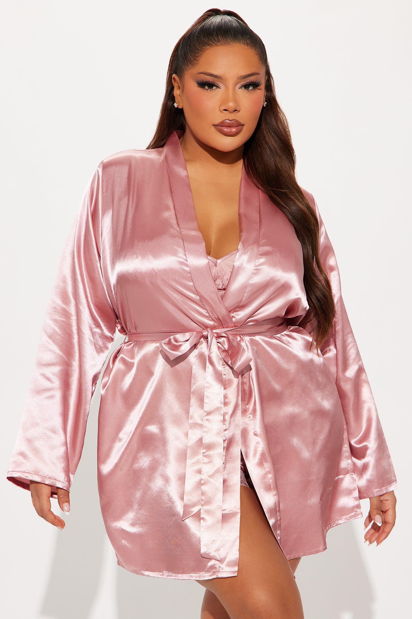 Slumber Party Satin PJ Robe Set - Blush Product Image