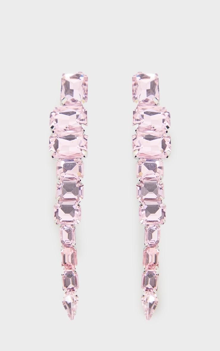 Pink Jewel Statement Flare Drop Earrings Product Image