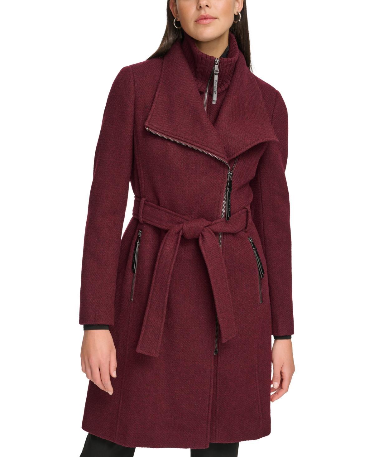 Calvin Klein Womens Wool Blend Belted Wrap Coat, Created for Macys Product Image