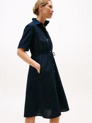 Linen-Cotton Blend Midi Shirtdress Product Image