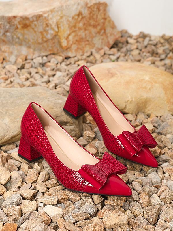 Bowknot Pointed-Toe Shiny Pumps Product Image
