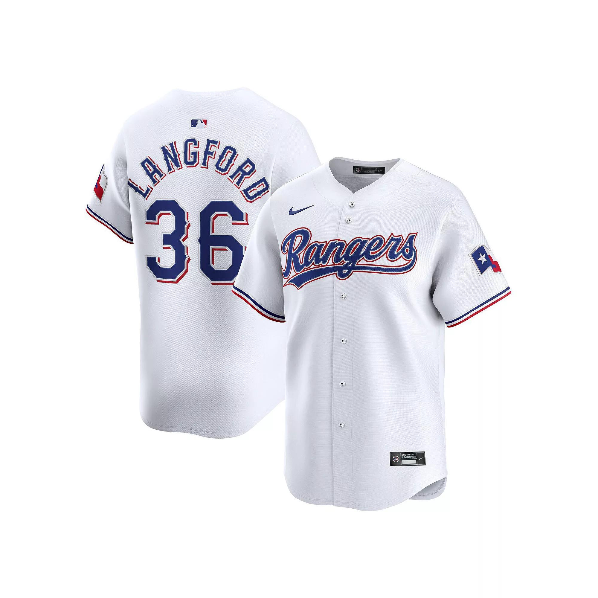 Men's Nike Wyatt Langford White Texas Rangers Home Limited Player Jersey, Size: 2XL Product Image