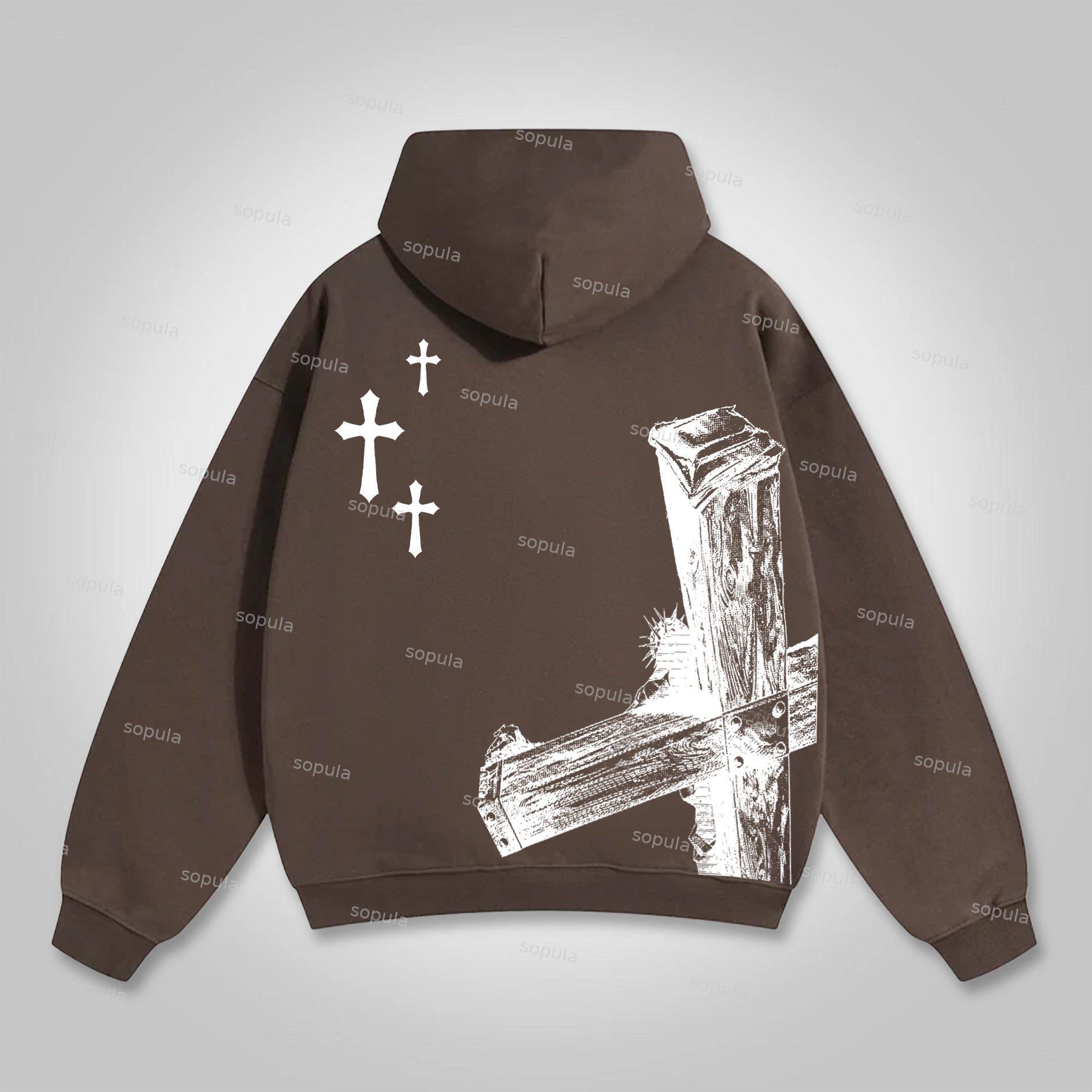 Sopula Men's Jesus Saves Graphic Cross Pocket Hoodie Product Image