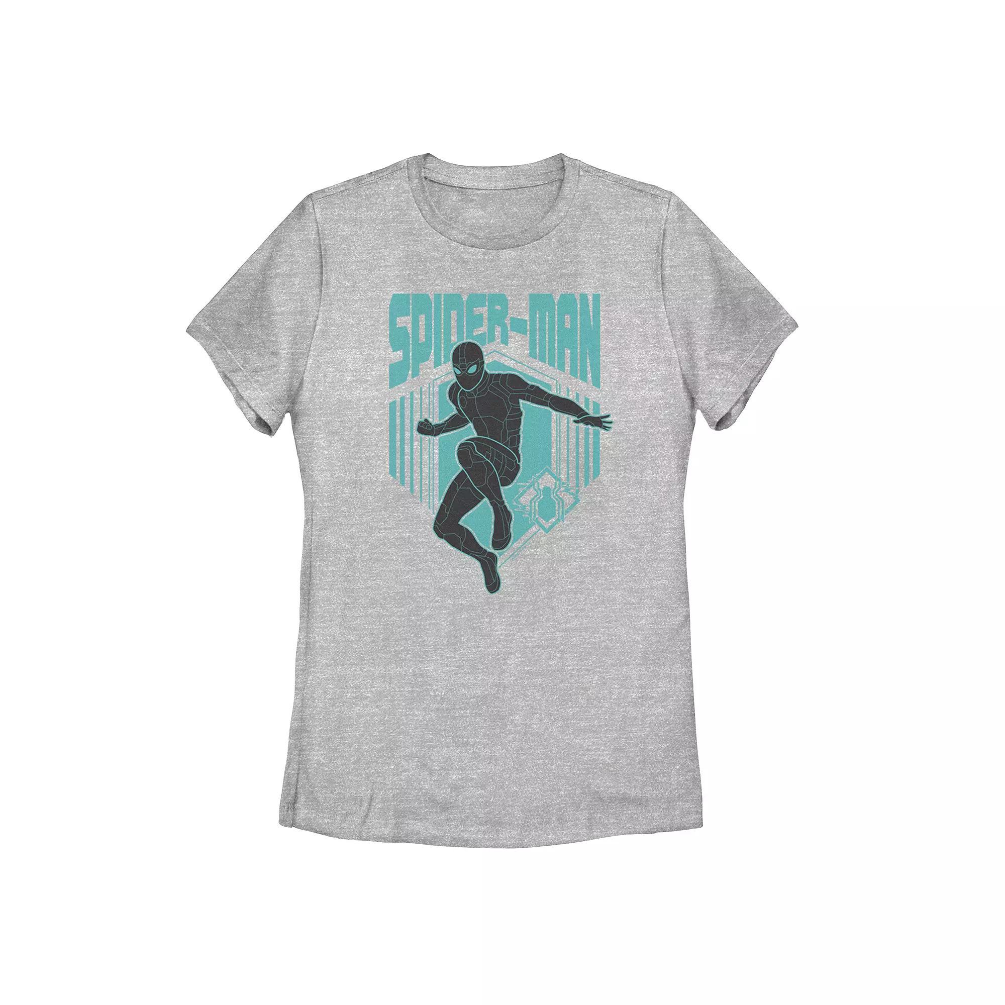 Juniors' Marvel Spider-Man Far From Home Stealth Action Tee, Girl's, Size: Small, Athletic Grey Product Image