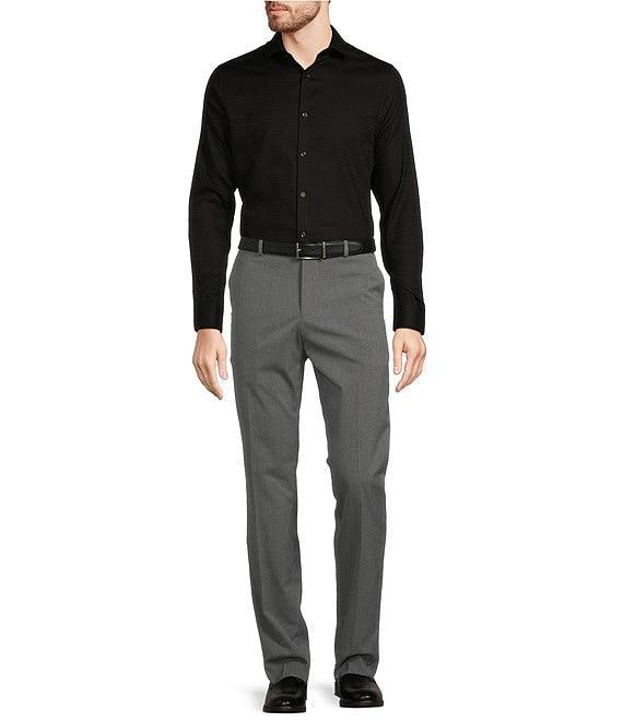 Murano Slim Fit Tonal Wave Pattern Long Sleeve Woven Shirt Product Image